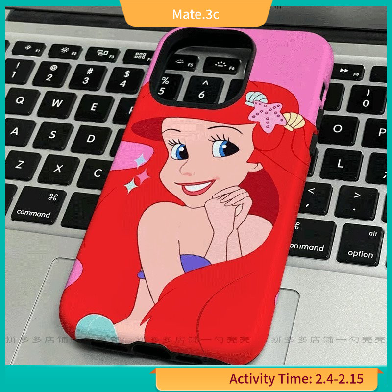 เคสโทรศัพท์มือถือแบบแข็ง ขอบกลม ลายเจ้าหญิงนางเงือกน่ารัก สําหรับ Iphone 15pro 14 KGW0