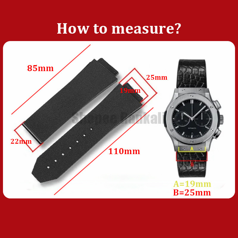 19x25 มม.สายนาฬิกาซิลิโคนสําหรับ Hublot Big Bang Classic Fusion Strap Soft Stripe สร้อยข้อมือยาง 22 มม.หัวเข็มขัดพับ