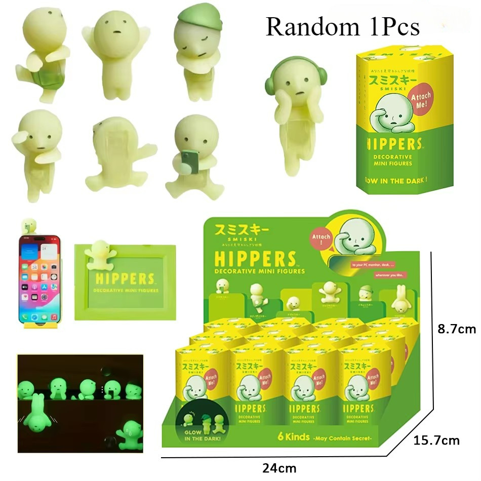 1 ชิ้นสุ่ม SMISKI HIPPERS series วัสดุเรืองแสง สามารถติดกาวเพื่อวัตถุในชีวิตประจําวัน อุปกรณ์เสริมโท