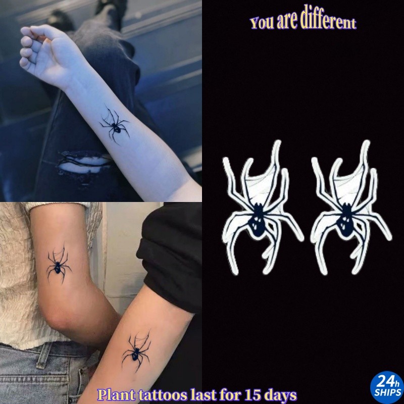 Gemini Spider Pattern Tattoo สาวเซ็กซี่แขนพืช Tattoo กันน้ํา Tattoo สติกเกอร์ติดทนนาน 15 วันสติกเกอร์ผิวชั่วคราวสักปลอม