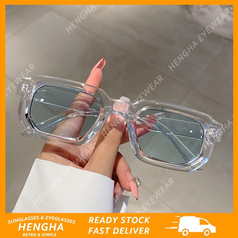 (HENGHA) แฟชั่นวินเทจสแควร์แว่นกันแดดกรอบเล็กตะวันตกวินเทจแว่นกันแดดเรียบง่ายผู้หญิง