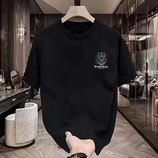 เสื้อยืด oversize สกรีนหน้าหลัง คอกลม เสื้อยืดผู้ชายเท่ๆ tshirt men สีดํา-ขาว เสื้อแฟชั่น แขนสั้นผู้ชาย สตรีทแฟชั่น