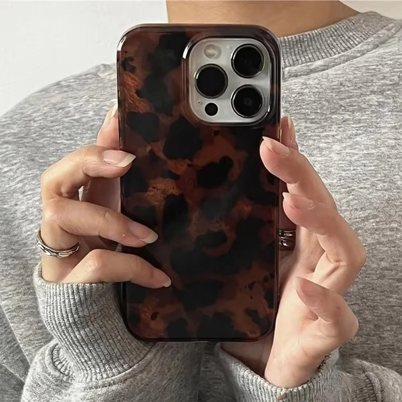 Retro Amber Texture เลเซอร์เคสโทรศัพท์สําหรับ iPhone 16 17 15 14 13 12 11 Pro Max 16E กันกระแทกปกอ่อน