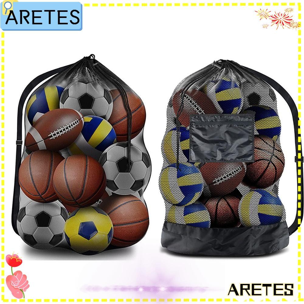 Arets กระเป๋าบอลกีฬา, ฟุตบอลวอลเลย์บอลถุงเก็บเชือกรูด, กระเป๋าอุปกรณ์ว่ายน้ําแบบปรับได้, ถุงตาข่ายฟุตบอลความจุขนาดใหญ่