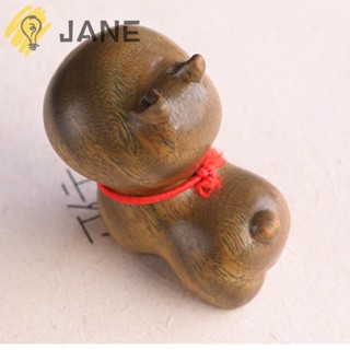 Jane เครื่องประดับไม้จันทน์ ลายการ์ตูนสัตว์น่ารัก ฮิปโป ฮิปโป สีน้ําตาล ขนาดเล็ก คุณภาพสูง สําหรับตกแต่งบ้าน โต๊ะ