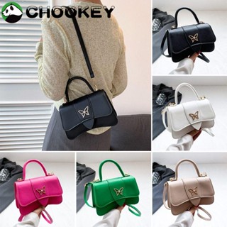 Chookey กระเป๋าสะพายไหล่ กระเป๋าถือ หนัง PU สีพื้น แฟชั่นสําหรับสตรี