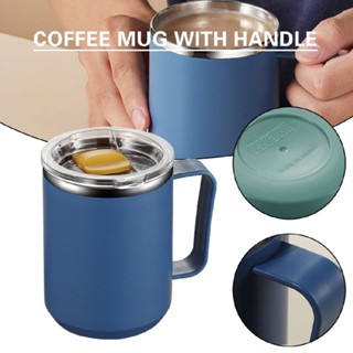 Insulated Coffee Cup with Handle Stainless Steel Travel Mug with Lid Spill Proof