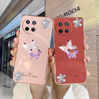 พร้อมส่ง เคสโทรศัพท์มือถือนิ่ม ปิดด้านหลัง ลายผีเสื้อ ประดับเพชร แวววาว สําหรับ Realme11 NFC RealmeC51 Realme 11 Pro+ NFC C51 4G 5G 2023 REALME114G