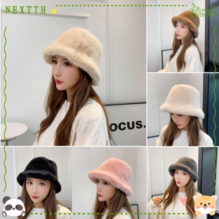 Nextth หมวกบักเก็ต หมวกชาวประมง ผ้ากํามะหยี่ขนนิ่ม สีพื้น ลําลอง แบบหนา ฤดูใบไม้ร่วง ฤดูหนาว สําหรับผู้หญิง