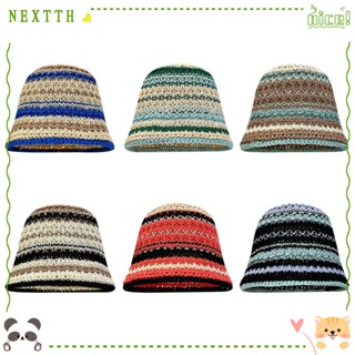 Nextth หมวกชายหาด หมวกลําลอง ลายทาง ฤดูร้อน หมวกกันแดด