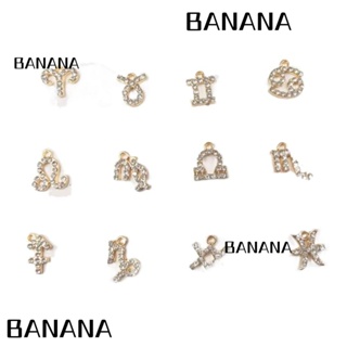 Banana1 จี้ป้ายราศีสิบสองราศี โลหะผสมทอง อุปกรณ์เสริม สําหรับสร้อยข้อมือ 24 ชิ้น