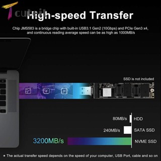 Tcuteit อะแดปเตอร์การ์ด NVMe เป็น USB 10Gbps M.2M Key SSD เป็น USB 3.1 Gen 2 Type A