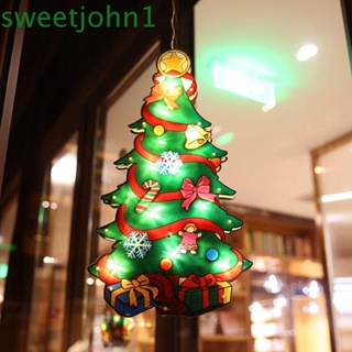 Sweetjohn โคมไฟคริสต์มาส รูปกวางเอลก์ สโนว์แมน ซานต้า สําหรับตกแต่งบ้าน เทศกาลคริสต์มาส