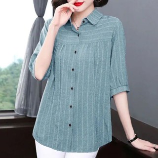 เสื้อเชิ้ตแขนยาวลําลอง ผ้าฝ้าย ทรงหลวม ขนาดใหญ่ สวมใส่สบาย แฟชั่นฤดูใบไม้ร่วง สําหรับผู้หญิง