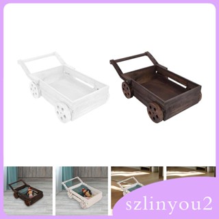 [szlinyou2] รถเข็นไม้ ขนาดเล็ก สไตล์เรโทร สําหรับตกแต่งบ้าน เฟอร์นิเจอร์ พร็อพถ่ายภาพเด็กแรกเกิด