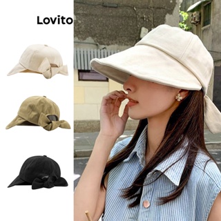 Lovito หมวกลําลอง อเนกประสงค์ แบบเรียบ สําหรับผู้หญิง L63AD265 (สีน้ําตาล/ขาว/ดํา)