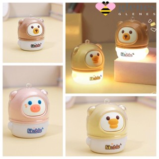 Glenes โคมไฟตั้งโต๊ะ LED รูปการ์ตูนหมู เป็ดน้อยน่ารัก สีเหลือง ชาร์จ USB สําหรับตกแต่งโต๊ะครอบครัว