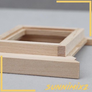 [Sunnimix2] หน้าต่างไม้จิ๋ว สเกล 1:12 สําหรับตกแต่งบ้านตุ๊กตา