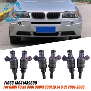 หัวฉีดน้ํามันเชื้อเพลิง FJ663 6 ชิ้น 13641439800 สําหรับ BMW X3 X5 330I 330Xi 530I Z3 Z42001-2006 3.0L 13537546244 13641427240 อะไหล่เปลี่ยน