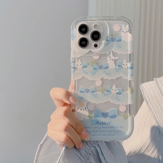 Yiki|เคสโทรศัพท์มือถือแบบนิ่ม TPU ลายกระต่ายน่ารัก สีฟ้า สําหรับ OPPO A57 A77 2022 A57E A57S A77S A33 A53 2020 A76 A96 A95 A94 A93 A74 A55 A54 4G