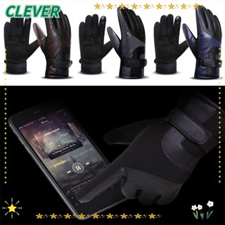 Clever ถุงมือหนัง ผ้ากํามะหยี่ หน้าจอสัมผัส กันลื่น สําหรับขี่จักรยานยนต์ เล่นสกี กีฬากลางแจ้ง