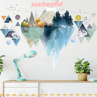 Suchenhd สติกเกอร์ติดผนัง ลายเรขาคณิต ถอดออกได้ สําหรับห้องนอน ห้องนั่งเล่น