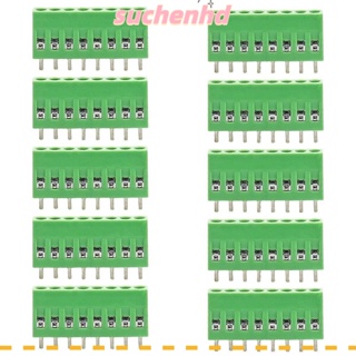 Suchenhd บล็อกขั้วต่อ PCB 6A สีเขียว พิช 2.54 มม. เมาท์สกรู 150V 10 ชิ้น