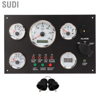 Sudi Engine Dash Instrument Panel with Speed Oil Level Pressure Water Temp Voltage Display Red Backlights for RVs Boats