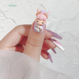 Wmes1 ตุ๊กตาการ์ตูนเด็กผู้หญิงน่ารัก สําหรับตกแต่งเล็บ DIY