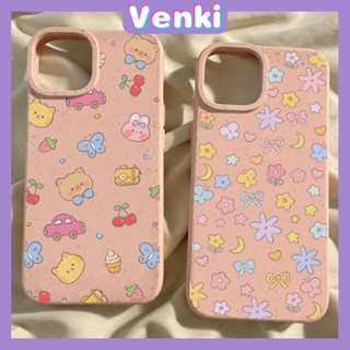 VENKI - เข้ากันได้สำหรับ เคสไอโฟน เคสไอโฟน11 เคส iphone 11 กรณีเป็นมิตรกับสิ่งแวดล้อมย่อยสลายได้สีชมพูกันกระแทกน่ารักดอกไม้ผีเสื้อแมวรถเข้ากันได้กับ iPhone 14 PRO MAX 13Pro MAX 12 11Pro MAX XR XS 7 8 PLUS