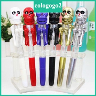 Cologogo2 ปากกาลูกลื่น รูปหัวกะโหลกฮาโลวีน แบบรีฟิล อุปกรณ์ฮาโลวีน สําหรับเด็กผู้ชาย เด็กผู้หญิง นักเรียน เกมฮาโลวีน