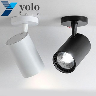 Yolo ไฟสปอตไลท์ LED 10W หมุนได้ สีขาวอบอุ่น ขาว ธรรมชาติ ปรับได้ สําหรับติดเพดาน ห้องนั่งเล่น