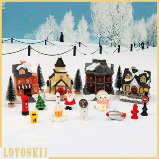 [Lovoski1] ฉากบ้านหมู่บ้านเรืองแสง เทศกาลคริสต์มาส สําหรับโต๊ะ