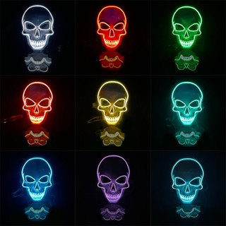 หน้ากากหัวกะโหลก มีไฟ LED เรืองแสง สําหรับปาร์ตี้ฮาโลวีน