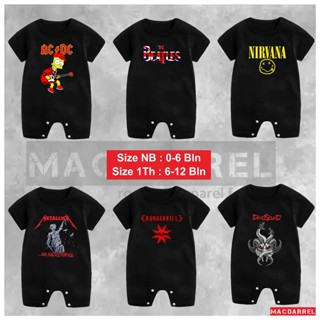 ชุดรอมเปอร์ เสื้อผ้าเด็กทารก แถบโลหะ Nirvana Metallica ACDC, tiedie, tiedie ฯลฯ