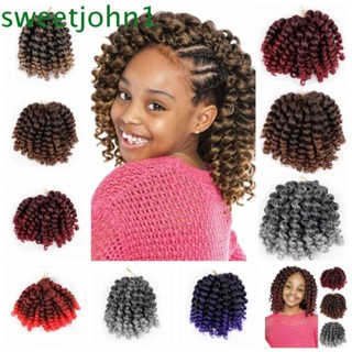 Sweetjohn Jamaican Bounce, Ombre Jumpy Wand Curl, DIY โครเชต์ถักเปียผมสังเคราะห์ แบบเกลียว ต่อผมหยิก สําหรับผู้หญิง สีดํา