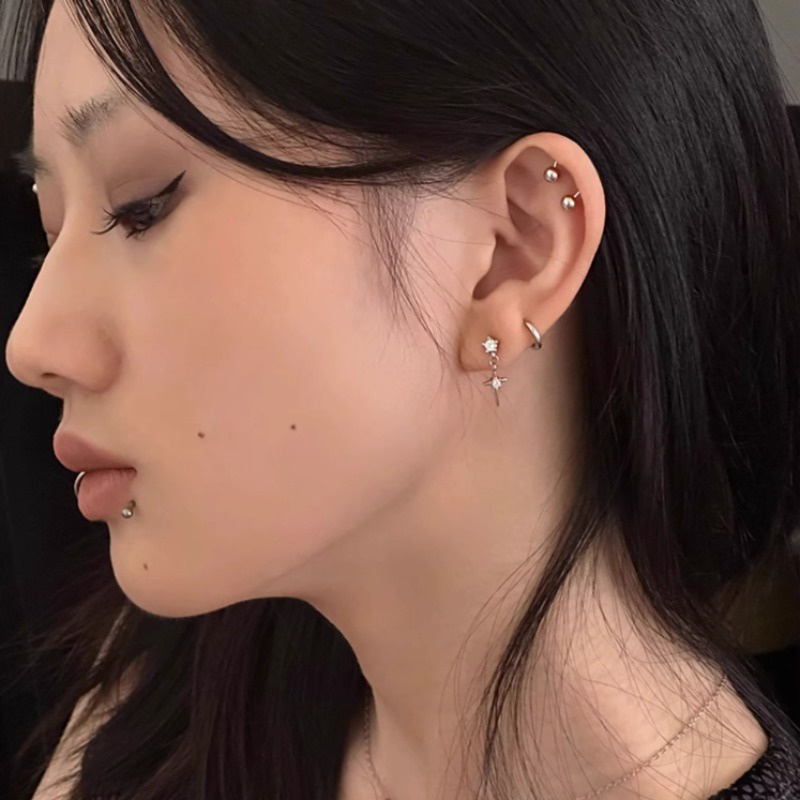 We Flower ต่างหูโซ่เงิน S925 จี้ไม้กางเขน ประดับคริสตัล สไตล์พังก์ กันแพ้ เครื่องประดับ สําหรับผู้หญิง ผู้ชาย - รูปที่ 5