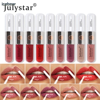 JULYSTAR DoubleHeaded Mirror Lip Glaze LongLasting NonSticky Water Gloss สำหรับริมฝีปากสวยลิปสติกให้ความชุ่มชื้นกระจกแต่งหน้าน้ำกันน้ำ make up ลิปกลอสเครื่องสำอาง [icebear]