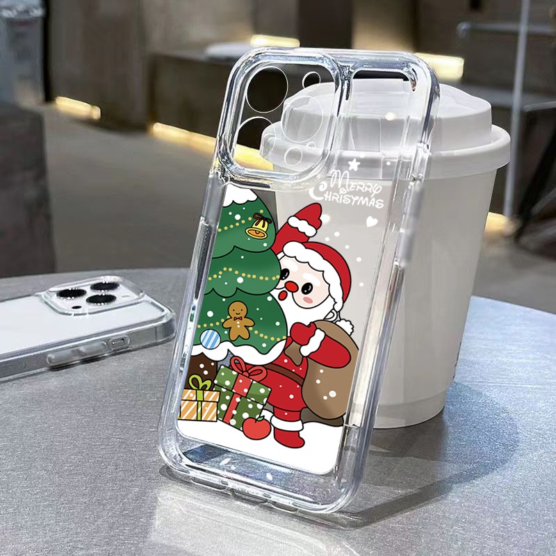 เคสโทรศัพท์มือถือแบบนิ่ม ใส ลายการ์ตูนซานตาคลอส กวาง สโนว์แมน คริสต์มาส สําหรับ Samsung Galaxy S23 S22 Ultra S21 Plus S20 FE Note 20 Ultra