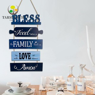 Tarsureth ป้ายไม้แขวน ลาย Bless Food สีฟ้า สไตล์วินเทจ 18.9*11.8 นิ้ว สําหรับตกแต่งบ้าน ห้องรับประทานอาหาร