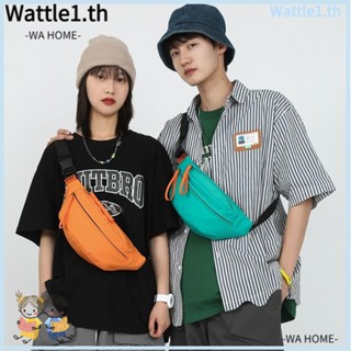 Wttle กระเป๋าคาดเอว ผ้าไนล่อน กันน้ํา สีพื้น สไตล์สตรีท