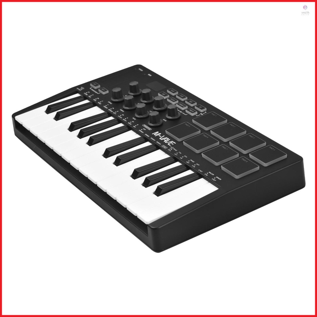 M-VAVE 25-Key MIDI Control Keyboard Mini Portable USB Keyboard MIDI Controller with Velocity Sensitive Keys and RGB Backlit Pads for DJs and Producers