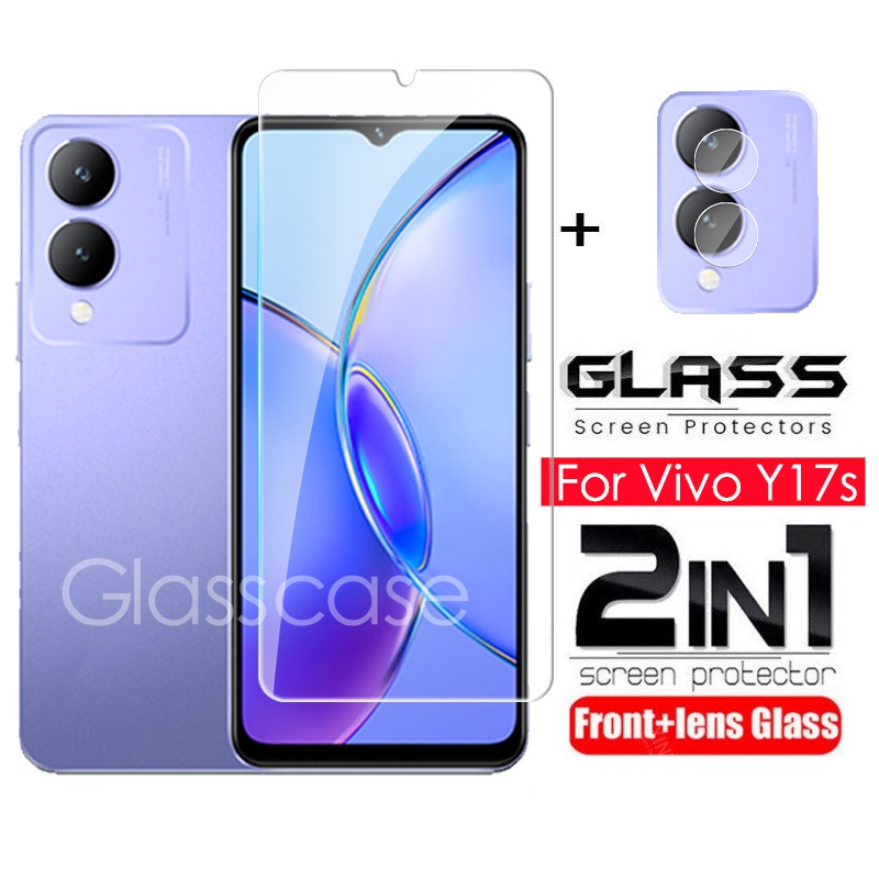 2 In 1 ฟิล์มกระจกนิรภัยกันรอยหน้าจอ เลนส์กล้อง ด้านหลัง สําหรับ Vivo Y17S 2023 Vivo Y17 S Y17S VivoY