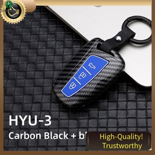 เคสรีโมทกุญแจรถยนต์ คาร์บอนไฟเบอร์ 4 ปุ่ม สําหรับ Hyundai