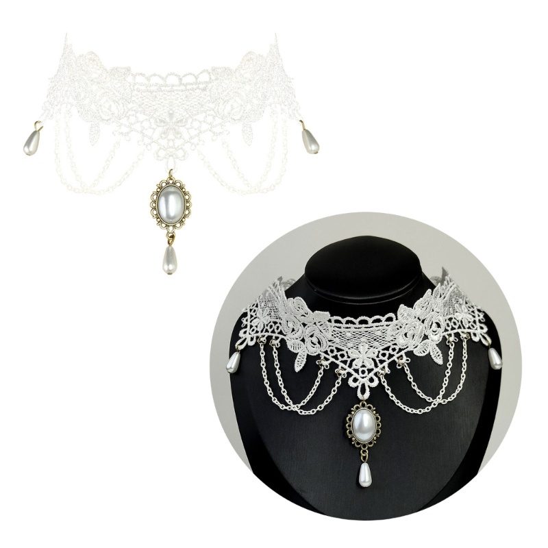 Bbd เทรนด์แฟชั่น Niche ลูกไม้อัญมณีจี้คอโบนโซ่อารมณ์สร้อยคอ