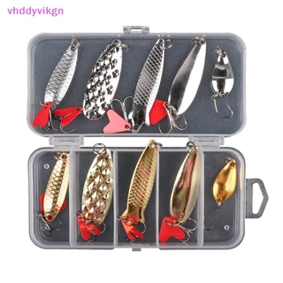 VHDD 10 ชิ้นตกปลาช้อนโลหะชุดล่อชุดทองเงินเหยื่อเลื่อม Spinner TH