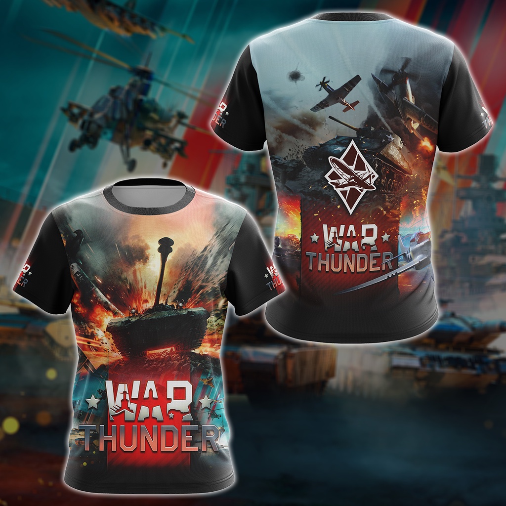 เสื้อยืดแขนสั้น พิมพ์ลาย War Thunder Video Game 3D