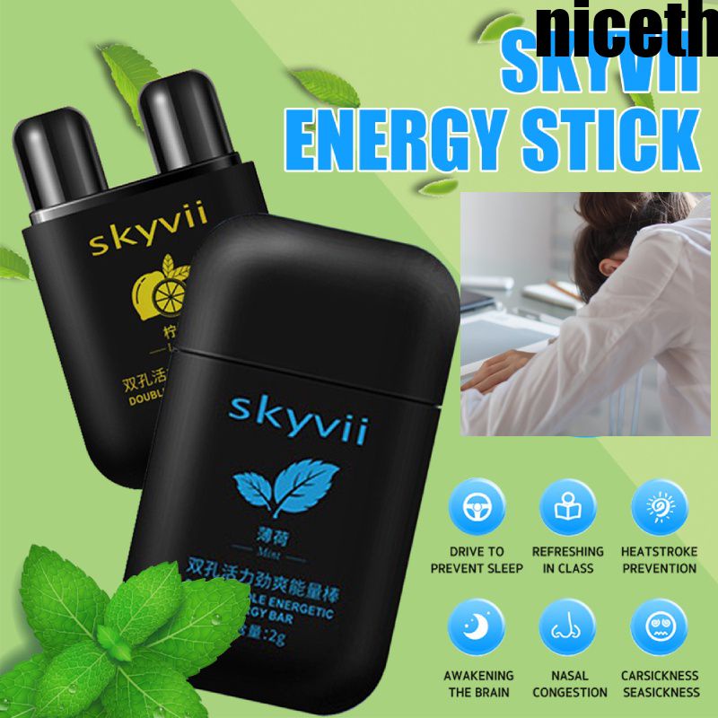 Niceth Vitality Energy Stick Double-Hole Aromatic Refreshing Stick Anti-drowsiness Mint Plant Extraction แท่งพลังงานสูตรมืออาชีพ ปลอดสารพิษ ไม่เป็นอันตราย Niceth