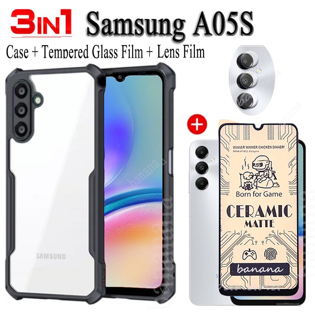 Samsung A05s A05 A 05S เคสโทรศัพท์กันกระแทก + ฟิล์มฝ้าเซรามิก+ฟิล์มเลนส์กล้อง