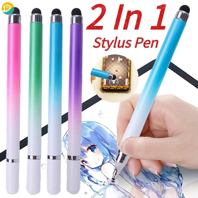 2 In 1 ปากกาสไตลัส ไล่โทนสี น่ารัก สากล เขียน วาดภาพ ทัชสกรีน ดิสก์ ปากกา Capacitive สําหรับโทรศัพท์ Android แท็บเล็ต iPad